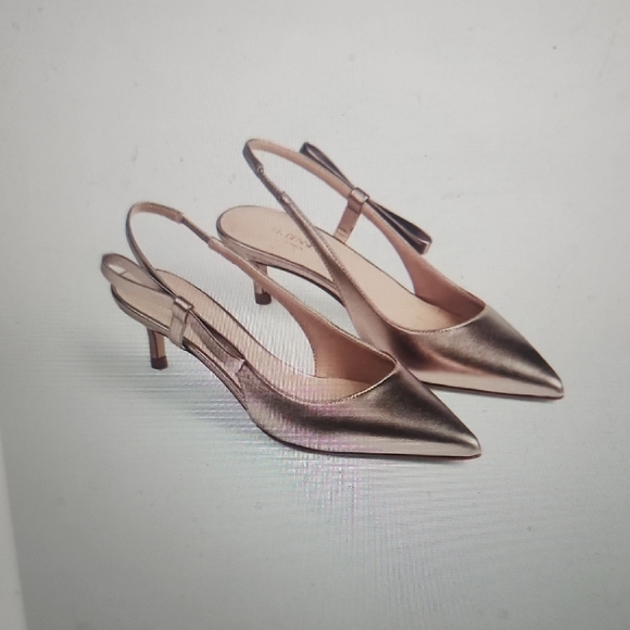LK Bennett Barette Brown Leather MetallicSlingback Heels...